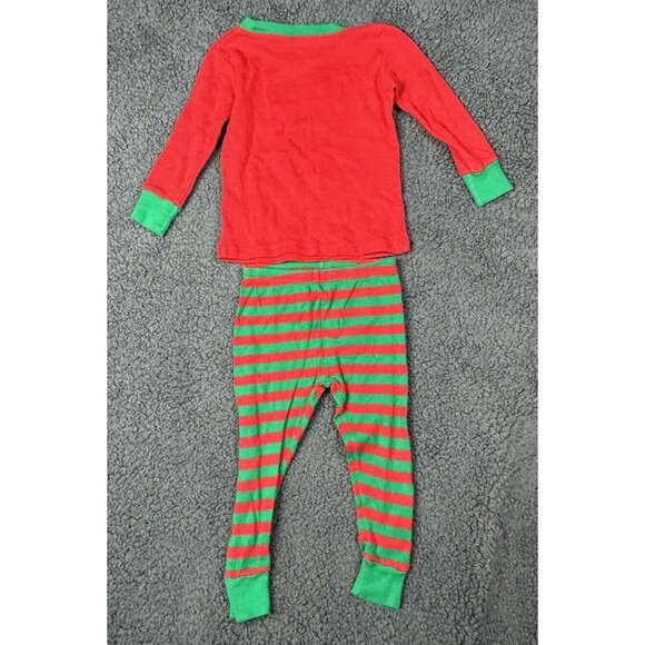 2 Boy’s 18 M Carter's Reindeer Santa Claus Nice Red Green Pajamas Christmas 18m - Picture 5 of 11